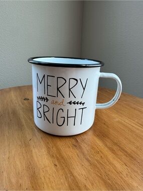 Merry & Bright Holiday Enamel Campfire style mug
